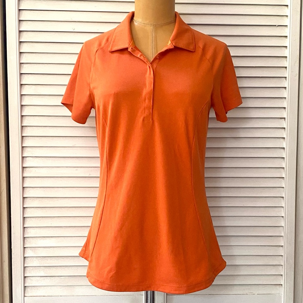 Nike Womens Golf Tennis Polo Top Medium Orange Short Sleeve Activewear Shirt
